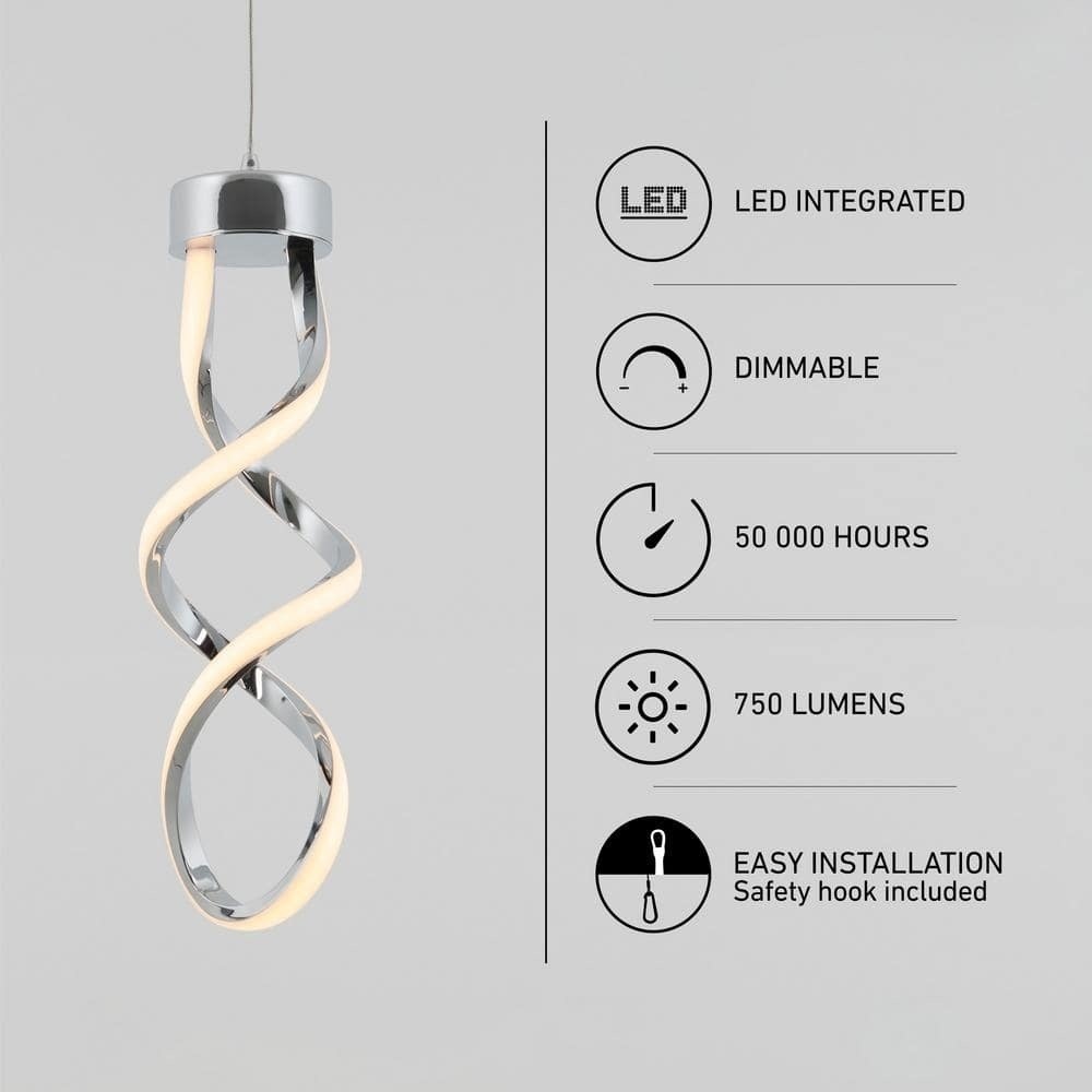 NEW Artika Swirl 13-Watt Light Chrome Integrated LED Mini Pendant Light Fixture - Picture 7 of 16